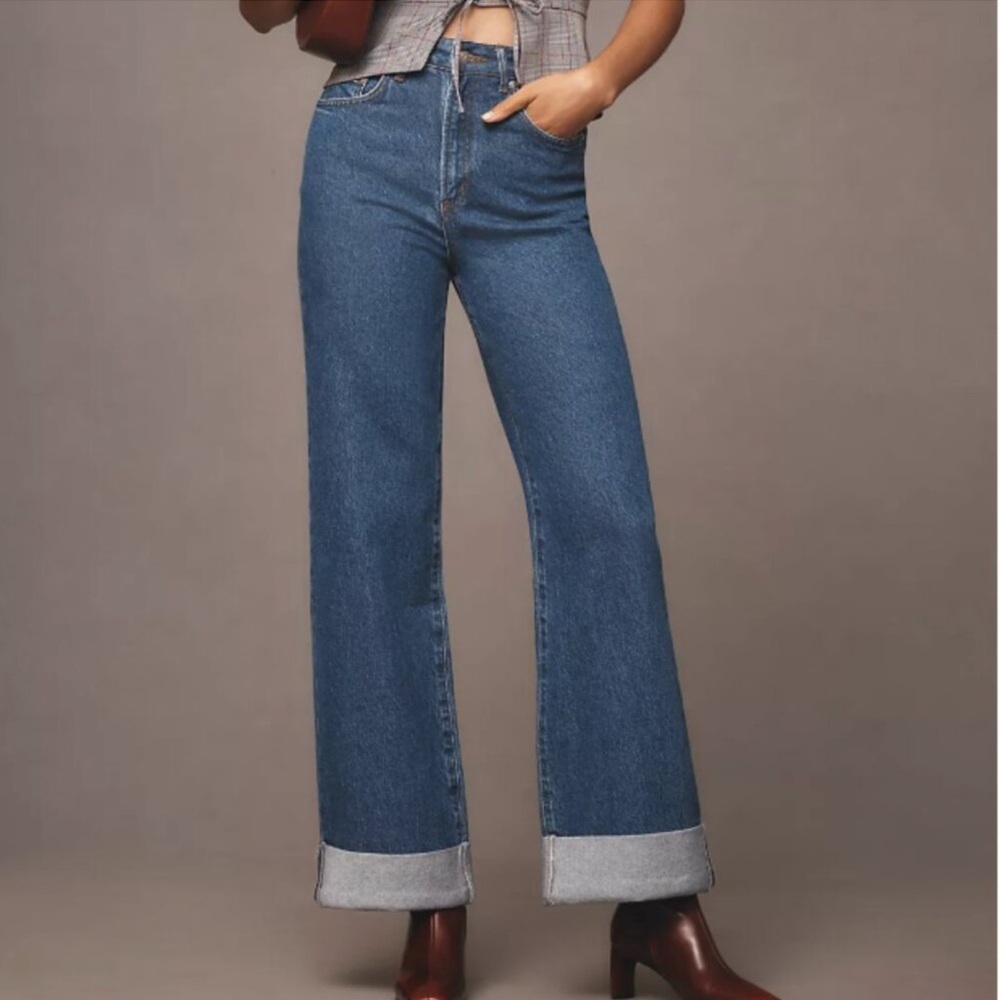 THE AUSTYN HIGH-RISE CUFFED WIDE-LEG JEANS BY PILCRO